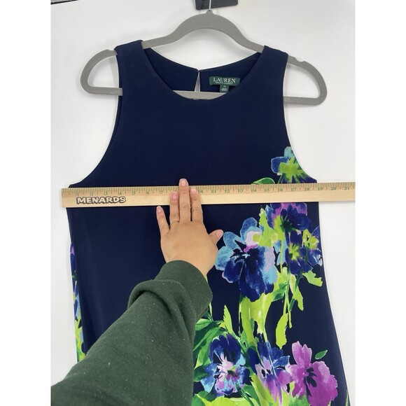 Lauren Ralph Lauren A-Line Shift Fit & Flare Dress Blue Floral Dark Romance - Picture 6 of 7